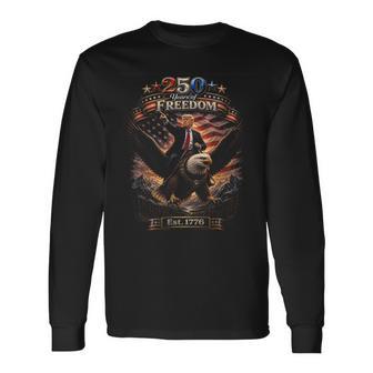 Retro 250 Years Of Freedom Trump And Eagle Patriotic Long Sleeve T-Shirt - Thegiftio UK