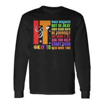 Retro It's Okay To Make Mistakes Be Yourself Mental Health Long Sleeve T-Shirt - Thegiftio UK