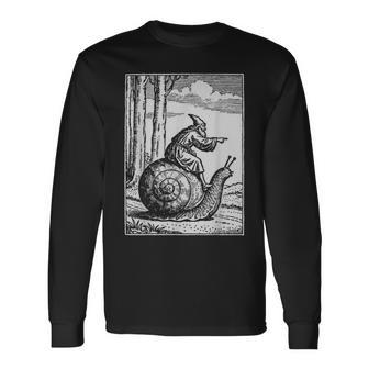 Rétro Médiévalorcier Escargot Cavalier T-shirt à manches longues - Cadeauxyz