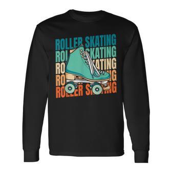 Retro Patinaje Roller Patinar Patinesintage Patinador Camiseta de manga larga - Regaloses