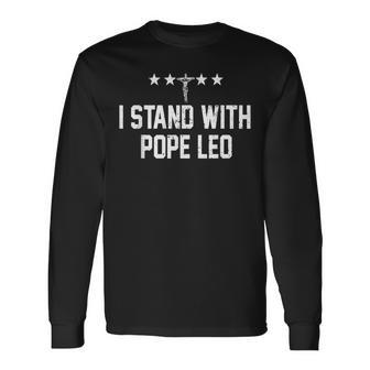 Retro I Stand With Pope Leo Vintage Faith Long Sleeve T-Shirt - Monsterry
