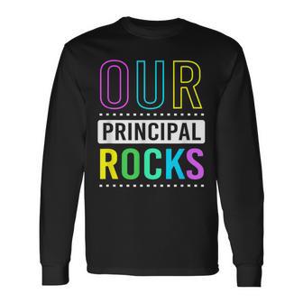 Retro Vibe School Principal Our Principal Rocks Long Sleeve T-Shirt - Thegiftio UK