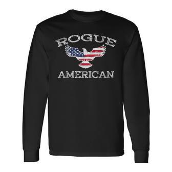 Rogue America ユーズド加工 アメリカ国旗 イーグル 長袖Tシャツ - Kawaiitshirt
