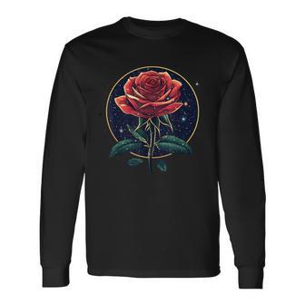 Rosa Roja Flor Botánico Jardín Flor Rosa Roja Camiseta de manga larga - Regaloses