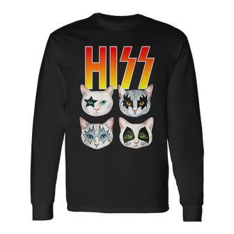 Hiss Cat シャツ 猫好き おもしろ猫シャツ 長袖Tシャツ - Kawaiitshirt