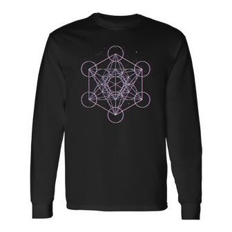 Sacred Geometry メタトロン キューブ Psy Trance Yoga Dmt Lsd Goa 長袖Tシャツ - Kawaiitshirt