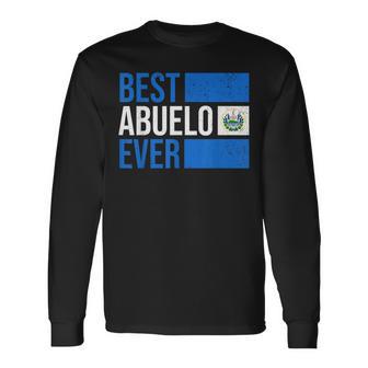 Salvadoran Abuelo Hispanic Heritage Month El Salvador Flag Long Sleeve T-Shirt - Thegiftio UK