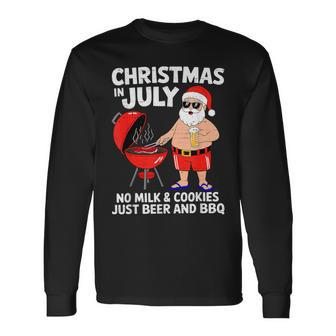 Santa No Milk Cookies Just Bbq Christmas In July Party Long Sleeve T-Shirt - Thegiftio