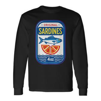 Sardines En Conserve Pour Pêche Côtièreintage Amateur De Poisson T-shirt à manches longues - Cadeauxyz