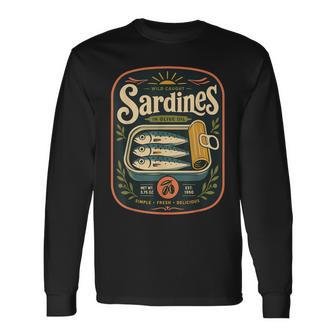Sardinesauvages Pêchées À L'huile D'olive Rétro Poisson Fruits De Mer T-shirt à manches longues - Cadeauxyz