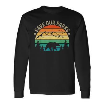 Save Our National Parks Retro Hiking Long Sleeve T-Shirt - Thegiftio UK