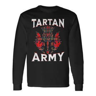 Scottish Tartan S Tartan Army S Thistle Emblem Long Sleeve T-Shirt - Thegiftio UK