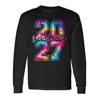 Senior 27 Class Of 2027 Tie Dye High School Graduation Long Sleeve T-Shirt - Monsterry