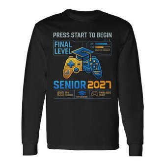 Senior Class Of 2027 Back To School Gamer Boys Senior 2027 Long Sleeve T-Shirt - Monsterry