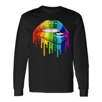 Sexy Arco Iris Labios Camisa Lgbt Gay Lesbianas In Mangas Camiseta de manga larga - Regaloses