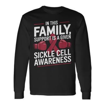 Sickle Cell Awareness Anemia Family Suport Burgundy Ribbon Long Sleeve T-Shirt - Thegiftio UK