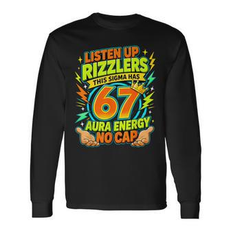 Sigma Has 67 Aura Number 67Th Aura Farming Ice Cream Drip Long Sleeve T-Shirt - Thegiftio UK