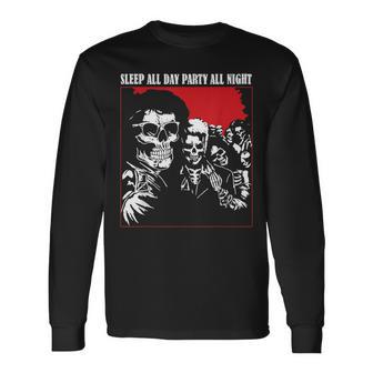 Sleep All Day Party All Night Horror Parody Thriller Long Sleeve T-Shirt | Mazezy