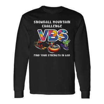 Snowball Mountain Challenge Find Your Strength Vbs 2026 Kids Long Sleeve T-Shirt - Thegiftio UK