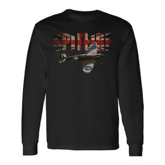 Spitfire Rafupermarine Ww2 ファイタープレーンtシャツ ユニオンジャック 長袖Tシャツ - Kawaiitshirt