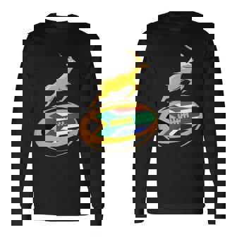 Springbok ラグビーボール & 南アフリカ国旗 メンズ レディース キッズ 長袖Tシャツ - Kawaiitshirt