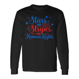 Stars Stripes Human Rights 250 Years Equality 2 Side Long Sleeve T-Shirt - Thegiftio UK