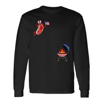 Steak Freedom Dive Flying Bacon And Grill Bbq Long Sleeve T-Shirt | Seseable UK