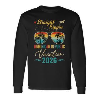 Straight Trippin Dominican Republic 2026 Family Summer Long Sleeve T-Shirt - Thegiftio UK