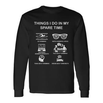 Things I Do In Mypare Time スイミング スイマー ユーモア 長袖Tシャツ - Kawaiitshirt