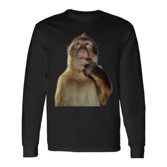 Thinking Monkey Meme 長袖Tシャツ - Kawaiitshirt
