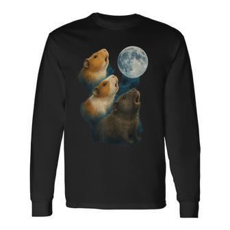 Three Guinea Pigs Howling At The Moon 3 Guinea Pigs Moon Long Sleeve T-Shirt - Thegiftio UK