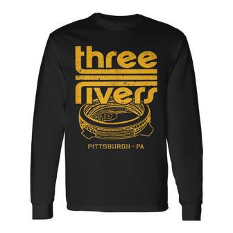 Three Rivers Stadium Pittsburgh Pa Vintage 70S Sports Venue Long Sleeve T-Shirt - Thegiftio UK