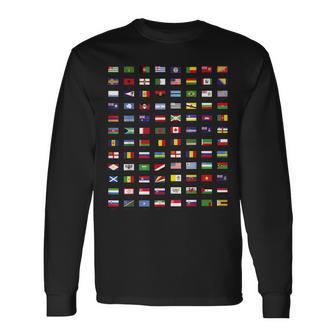 Todos Los Países Banderas Del Mundo 287 Banderaiaje Internacional Camiseta de manga larga - Regaloses