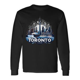Toronto Canada City Landmarks Souvenir Canadian Proud Long Sleeve T-Shirt - Thegiftio UK