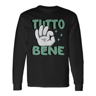 Tutto Bene イタリアの手のジェスチャー面白い引用イタリア 長袖tシャツ 長袖Tシャツ - Kawaiitshirt