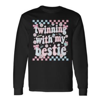 Twinning With My Bestie Matching Twins Day Preppy Matching Long Sleeve T-Shirt - Thegiftio UK