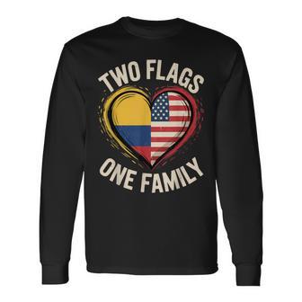 Two Flags One Family American Colombian Usa Colombia America Long Sleeve T-Shirt - Thegiftio UK