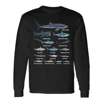 Types Of Sharks Shark Identification Shark Species Long Sleeve T-Shirt - Thegiftio UK