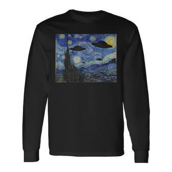 Ufo エイリアン アブダクション 星月夜 ヴァン・ゴッホ 絵画 長袖Tシャツ - Kawaiitshirt