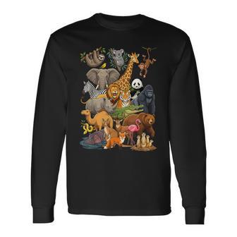 Ultimate Wild Animal Kingdom Character Collage Long Sleeve T-Shirt | Mazezy