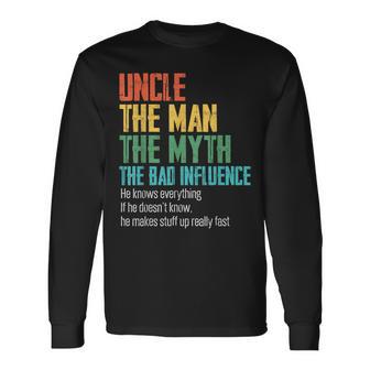 Uncle The Myth He Knows Everything Fathers Day Long Sleeve T-Shirt - Thegiftio UK