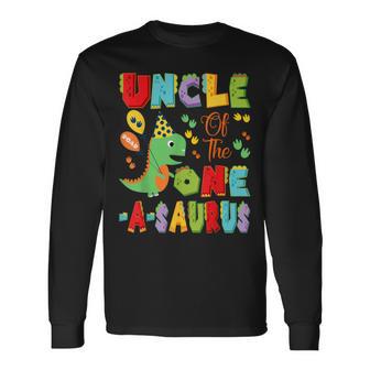 Uncle Of The One-A-Saurus 1St Birthday Boy Dinosaur Long Sleeve T-Shirt - Thegiftio UK