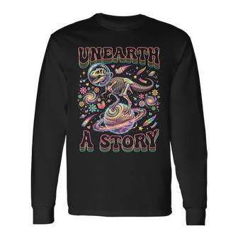 Unearth A Story Bookworm Student Summer Reading 2026 Space Long Sleeve T-Shirt - Thegiftio UK