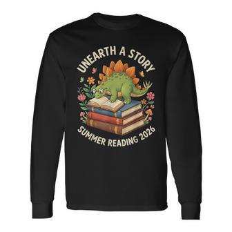 Unreath A Story Summer Library Reading 2026 Dinosaur Book Long Sleeve T-Shirt - Monsterry UK
