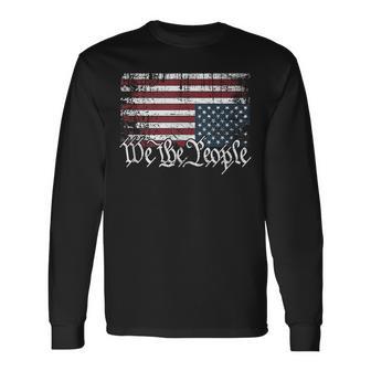 Upside Down American Flag We The People Protest Distressed Long Sleeve T-Shirt - Thegiftio UK