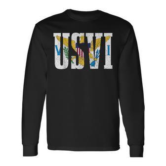 Us Virgin Islands Usvi Flag Pride Souvenir Long Sleeve T-Shirt - Thegiftio UK