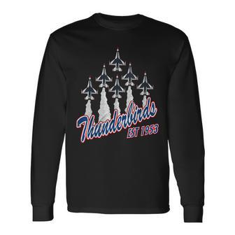 Usaf Thunderbirds F-16 Fighter Jet Air Show Aviation Veteran Long Sleeve T-Shirt - Thegiftio UK