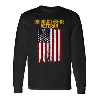 Uss Implicit Mso-455 Minesweeper Warship Veterans Day Long Sleeve T-Shirt - Thegiftio UK
