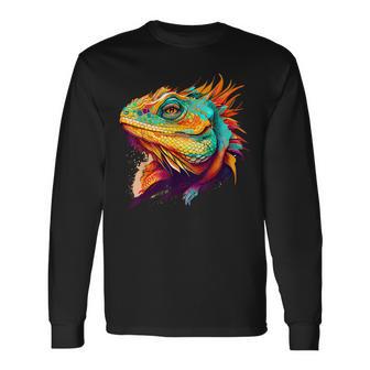 Vibrant Iguana Long Sleeve T-Shirt - Thegiftio UK