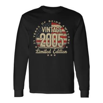 Vintage 2005 Limited Edition Usa Flag 21-Year-Old Age 21 Long Sleeve T-Shirt - Thegiftio UK